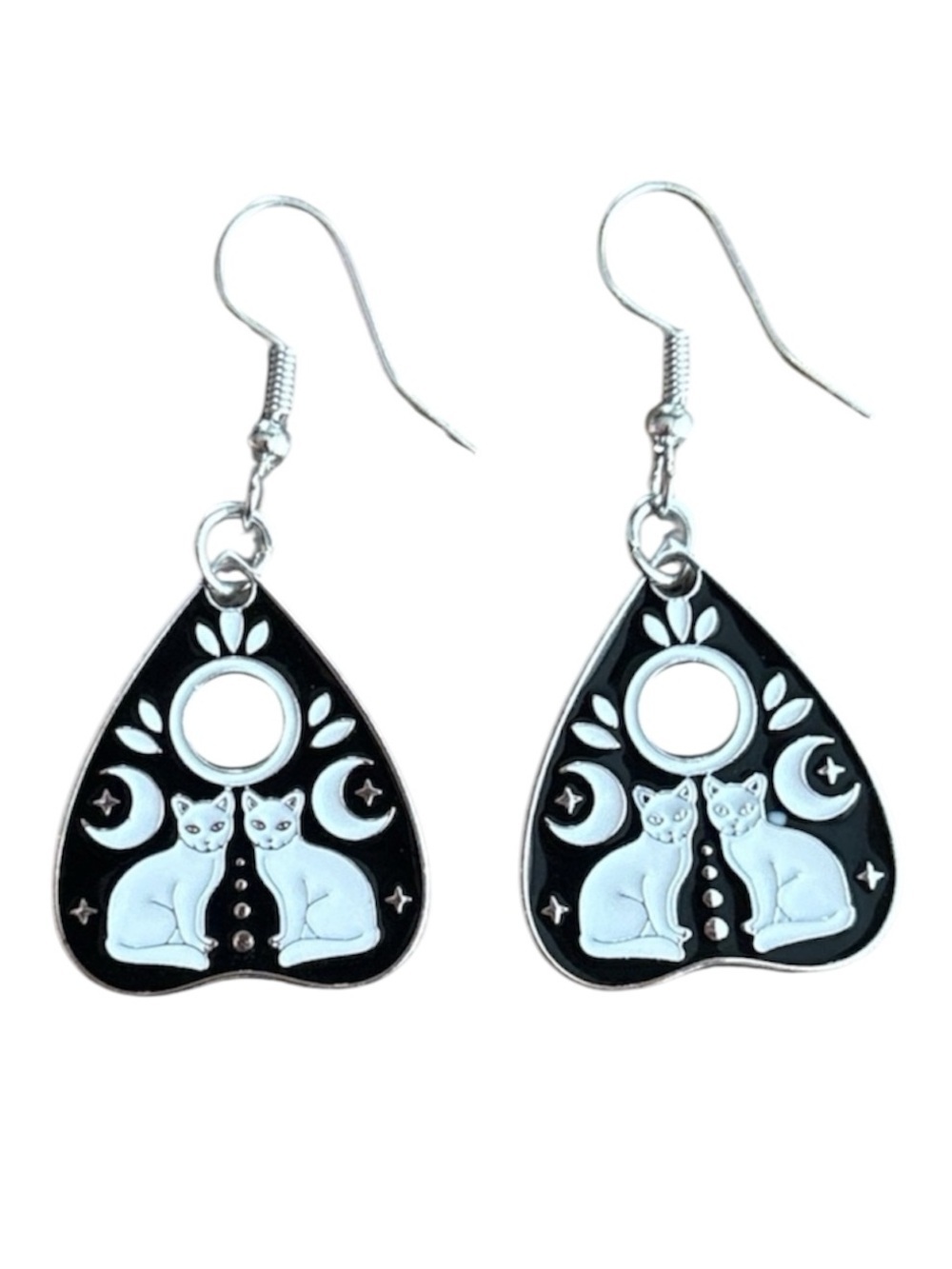 5/$25 Mystical Cat Ouija Planchette Dangle Earrings